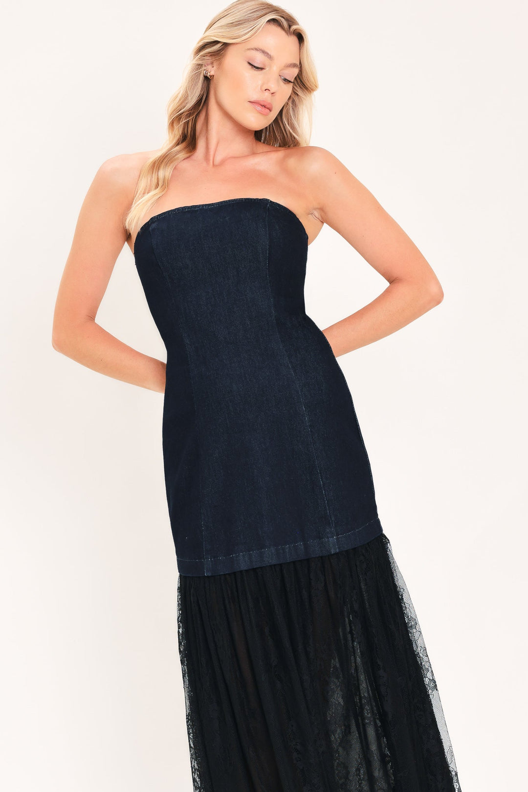 Midnight Column Muse Denim Tube Dress from KADOU Boutique