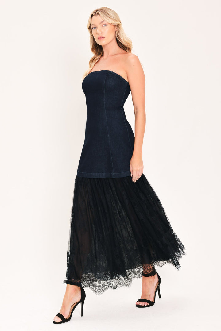 Midnight Column Muse Denim Tube Dress from KADOU Boutique