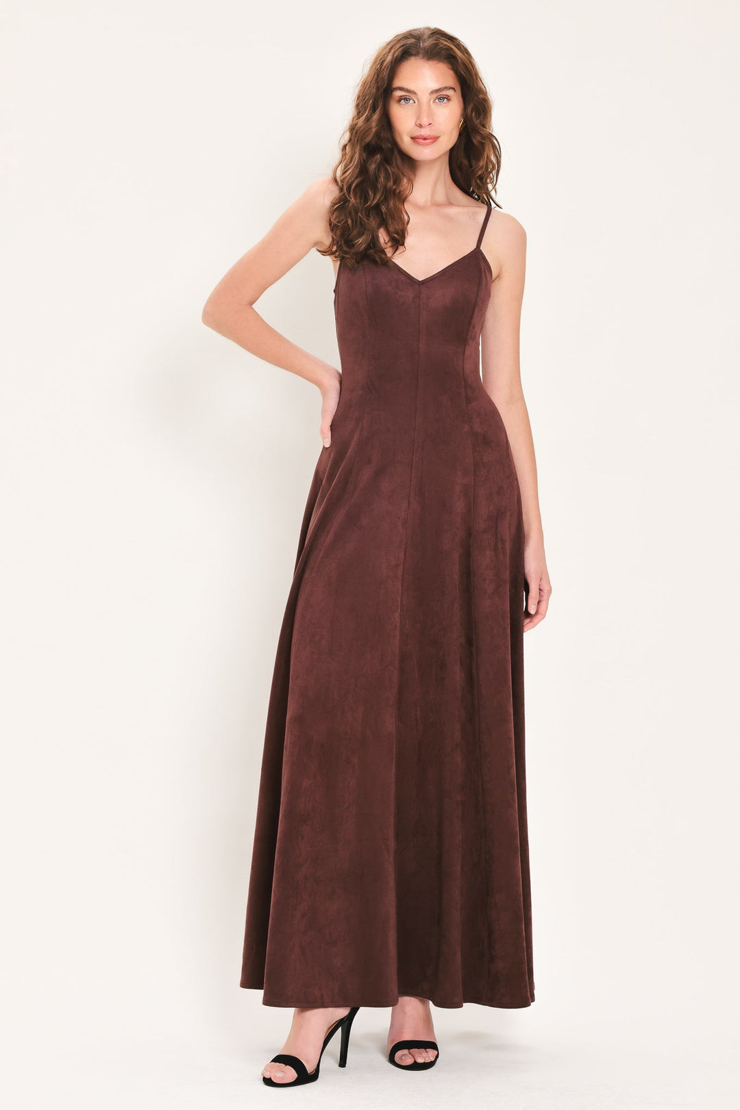 Raisin Rendezvous Faux Suede Maxi Dress from KADOU Boutique