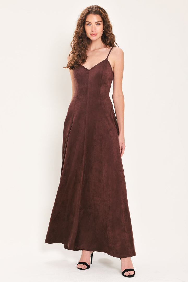 Raisin Rendezvous Faux Suede Maxi Dress from KADOU Boutique