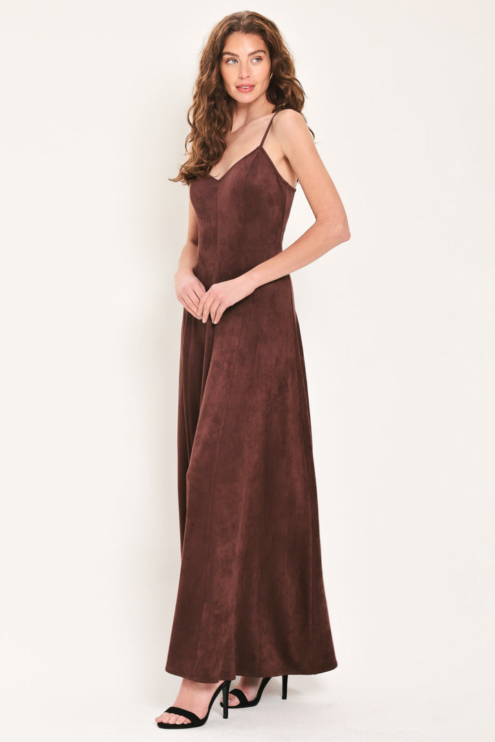 Raisin Rendezvous Faux Suede Maxi Dress from KADOU Boutique