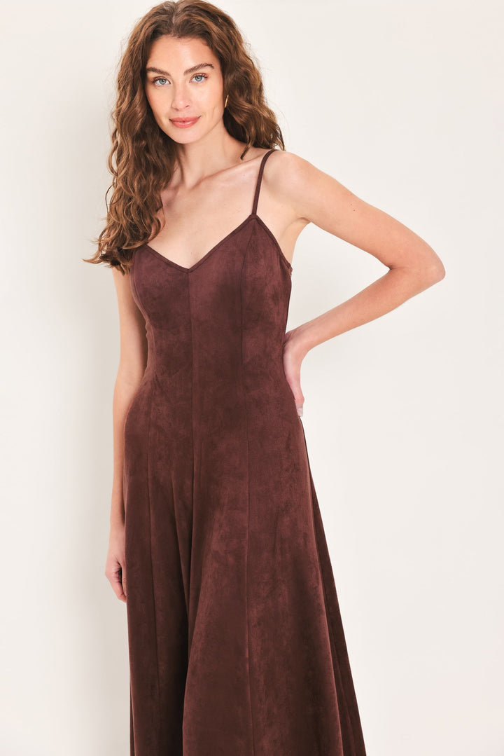 Raisin Rendezvous Faux Suede Maxi Dress from KADOU Boutique