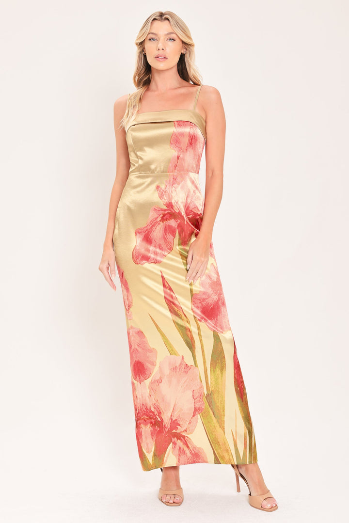 Rosé Garden Gleam Woven Column Maxi Dress from KADOU Boutique