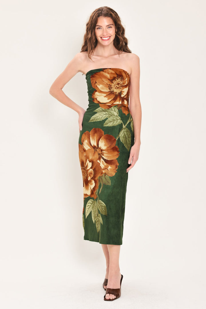 Evergreen Enchantment Hunter Green Tube Midi Dress from KADOU Boutique