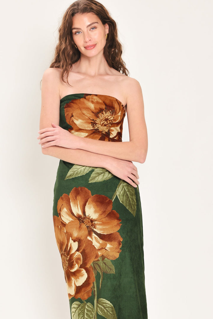 Evergreen Enchantment Hunter Green Tube Midi Dress from KADOU Boutique