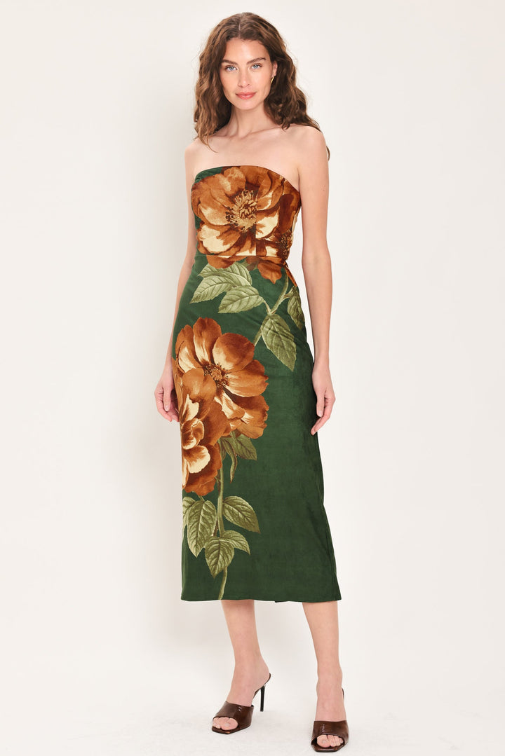 Evergreen Enchantment Hunter Green Tube Midi Dress from KADOU Boutique