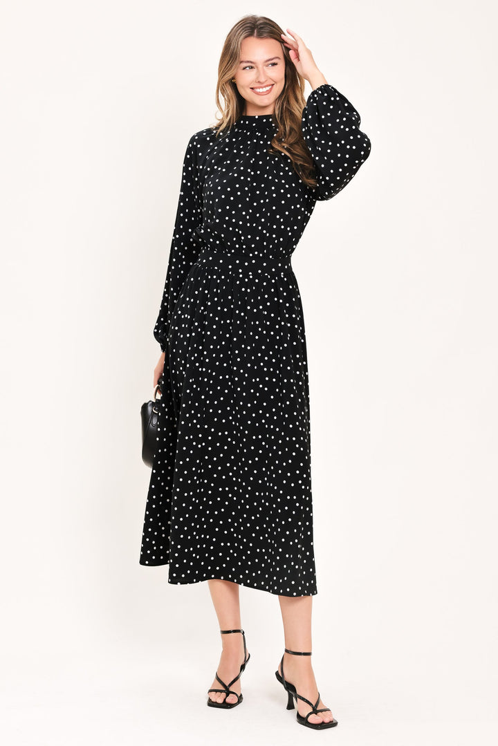 Midnight Sprinkle Waltz Woven Midi Dress from KADOU Boutique