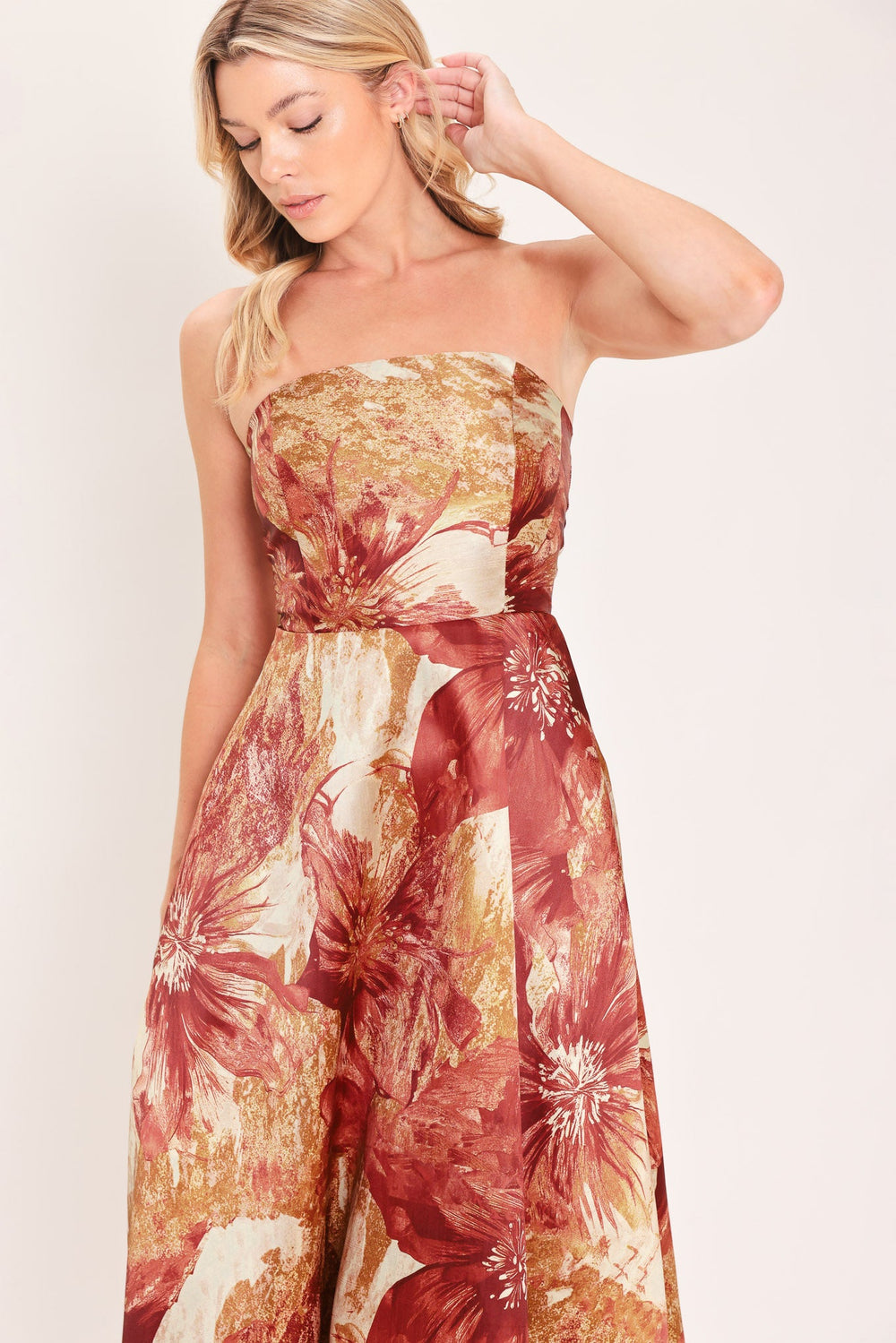 Cinnamon Flora Drift Woven Midi Dress from KADOU Boutique