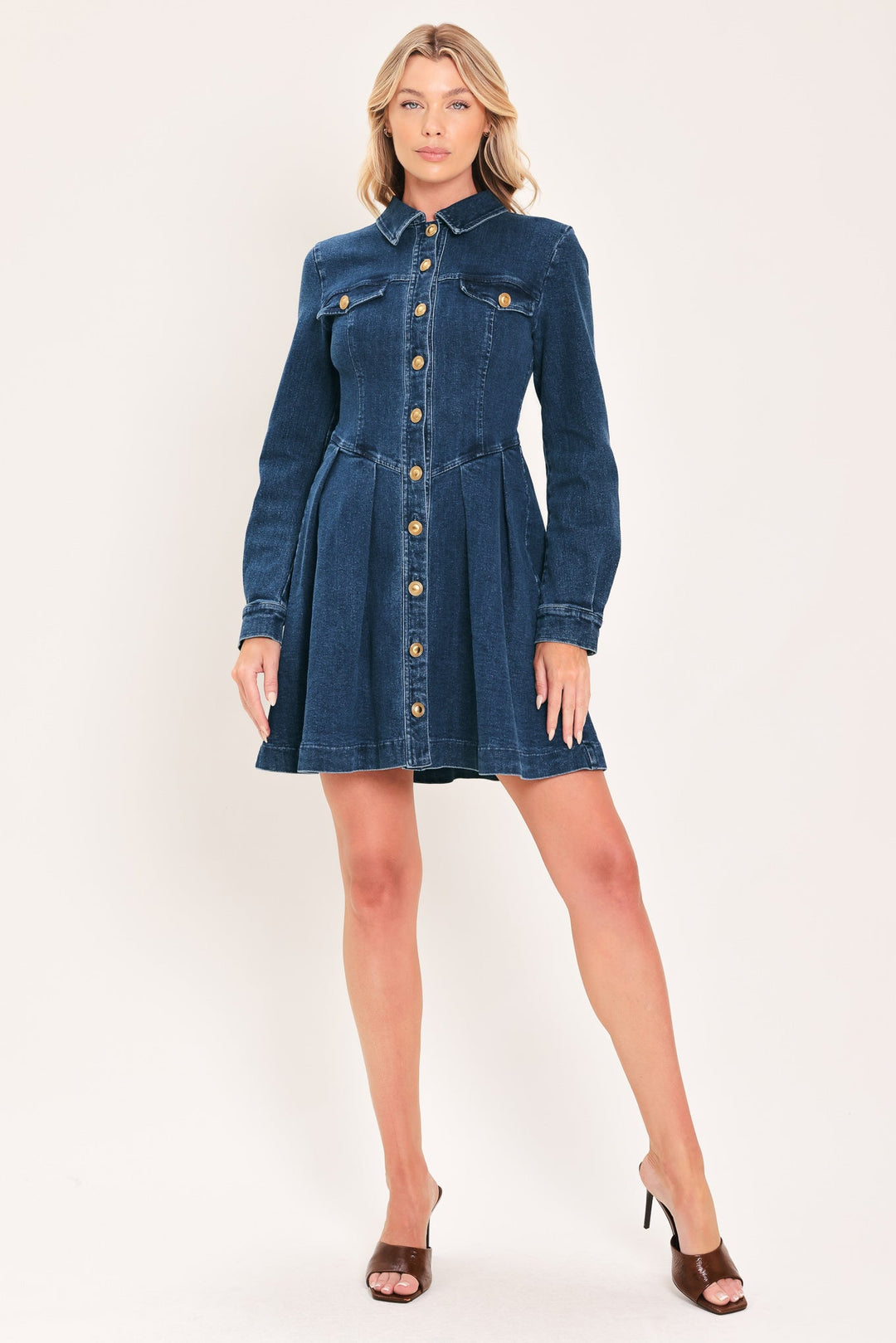 Denim Heritage Flare Mini Dress from KADOU Boutique