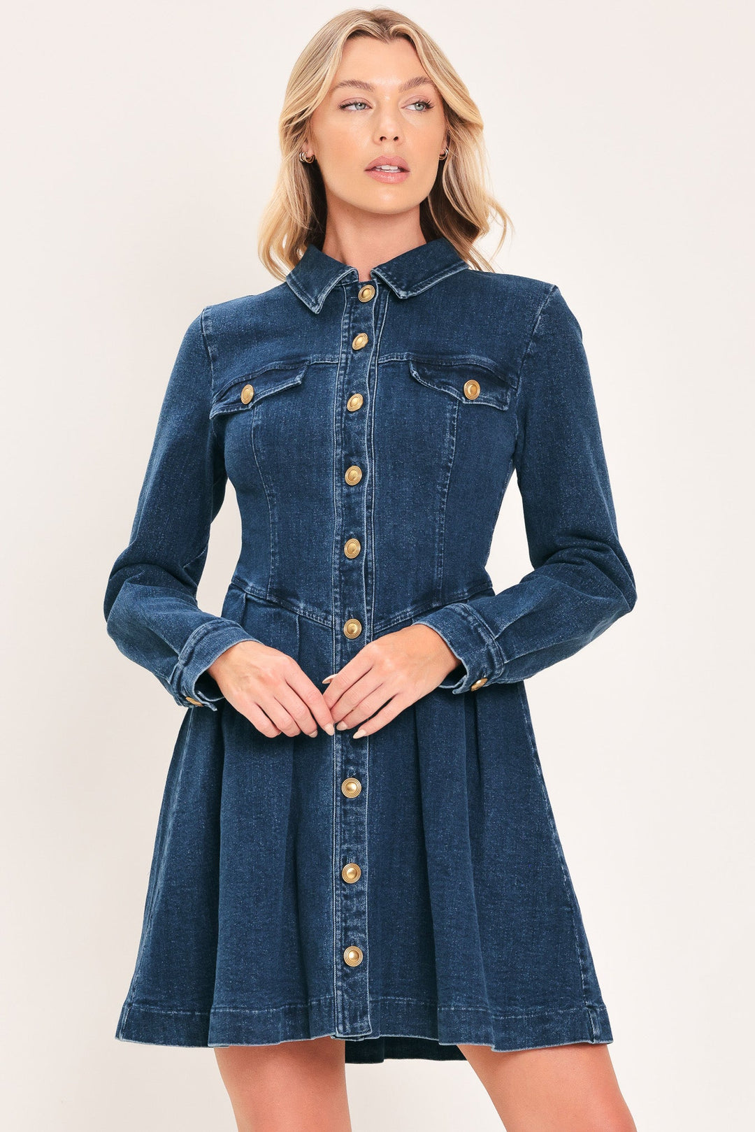 Denim Heritage Flare Mini Dress from KADOU Boutique