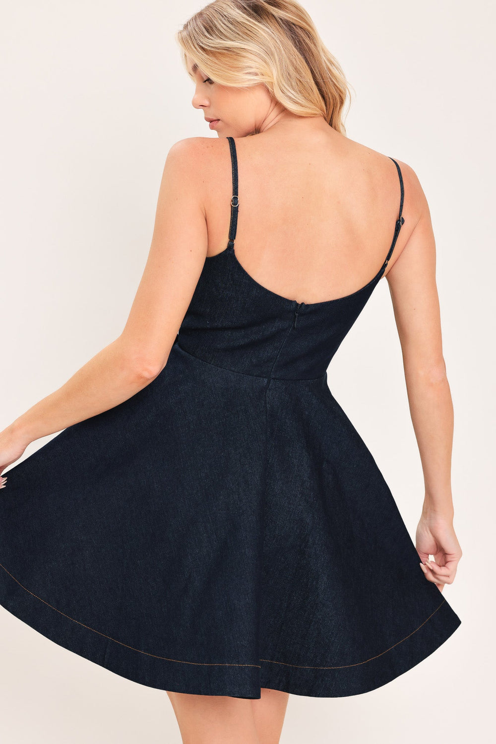 Deep Blue Celebration Denim Mini Dress from KADOU Boutique