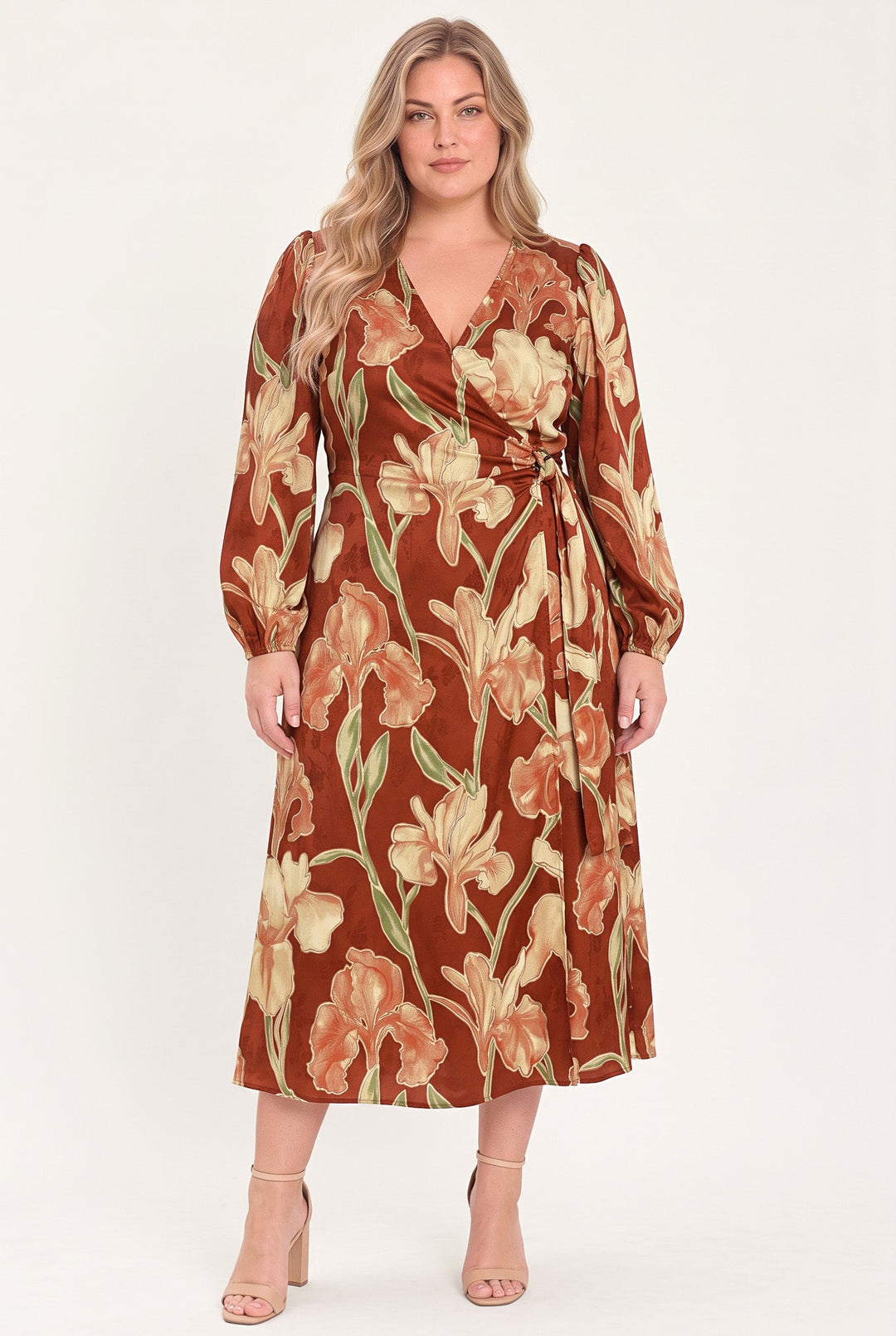FALLING FOR YOU FAUX WRAP MIDI DRESS