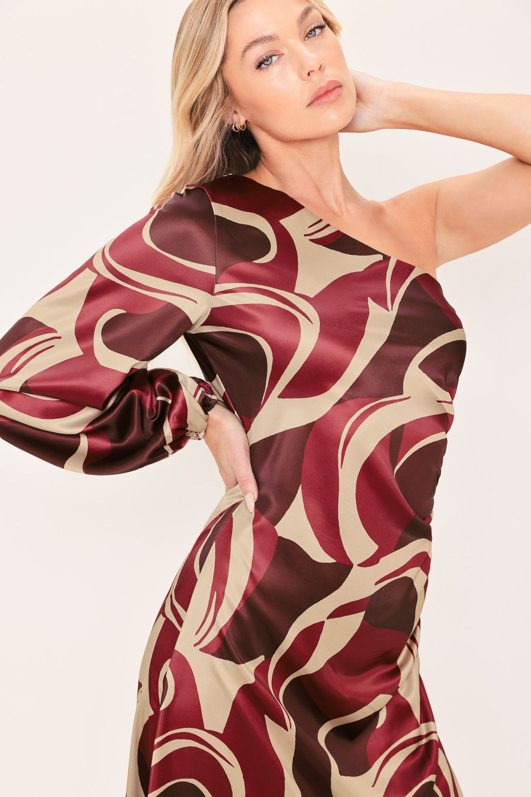 Cabernet Sculpted Wave Woven Maxi Dress from KADOU Boutique