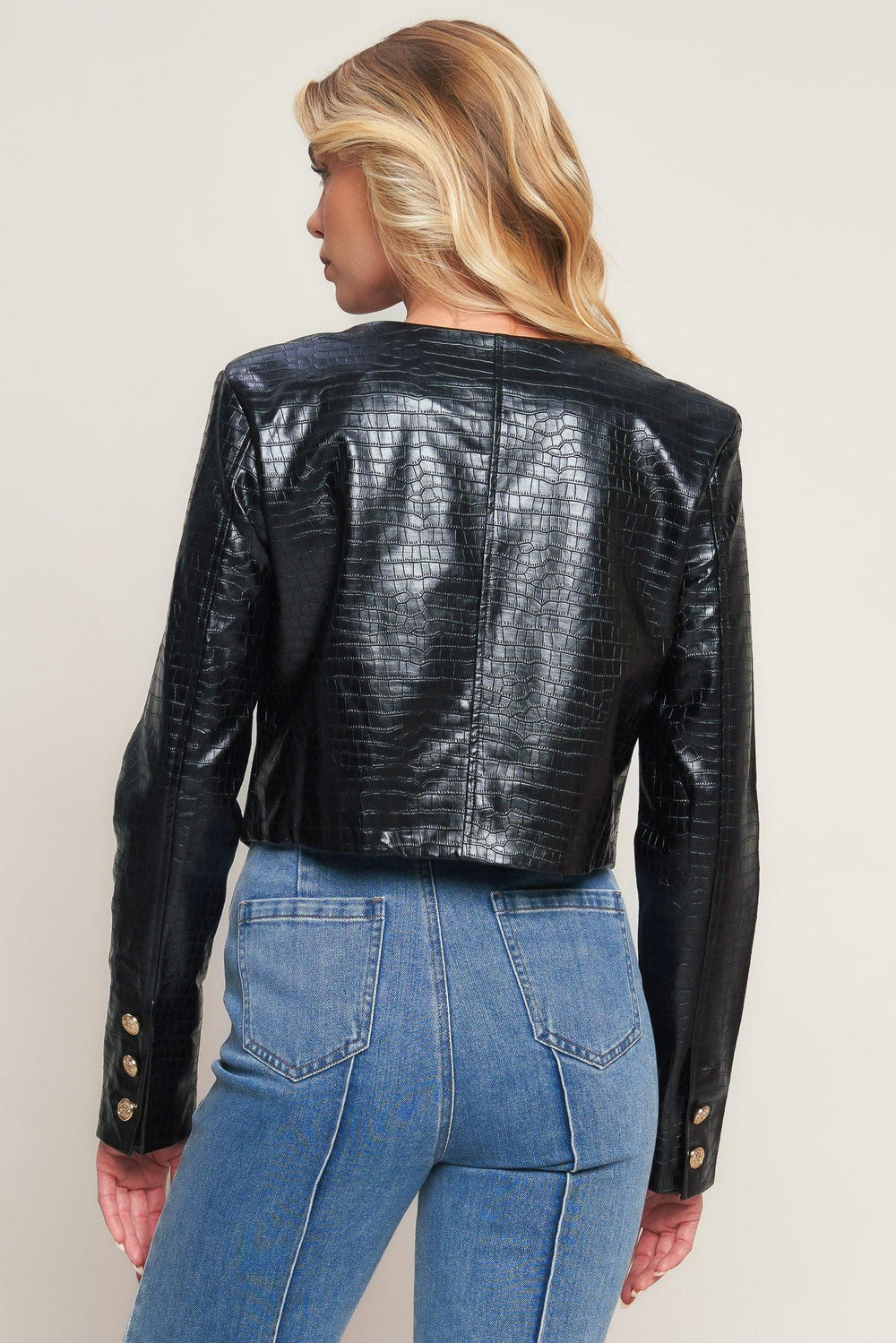 At the Start Faux Leather Bolero Jacket from KADOU Boutique