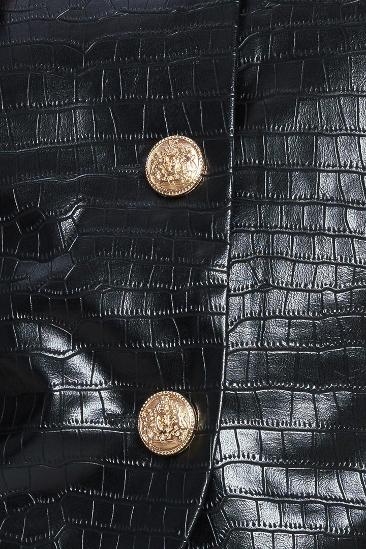 AT THE START FAUX LEATHER BOLERO JACKET