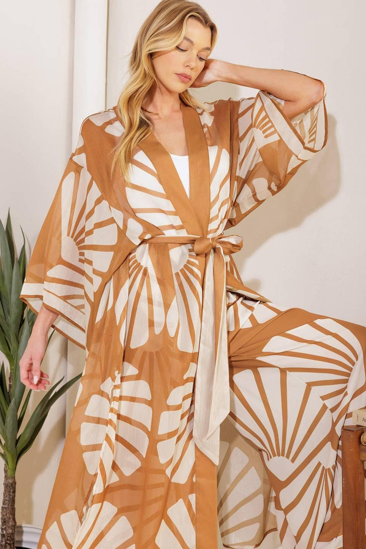 Awaiting Love Woven Kimono Cover Up and Pant Set from KADOU Boutique