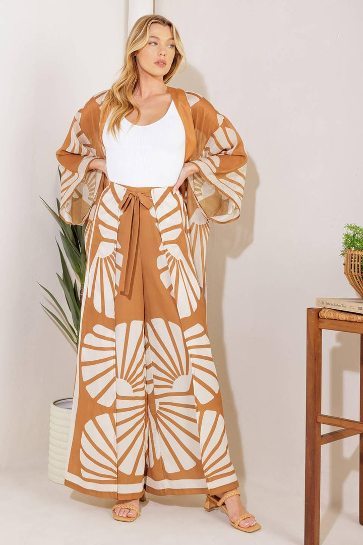 Awaiting Love Woven Kimono Cover Up and Pant Set from KADOU Boutique