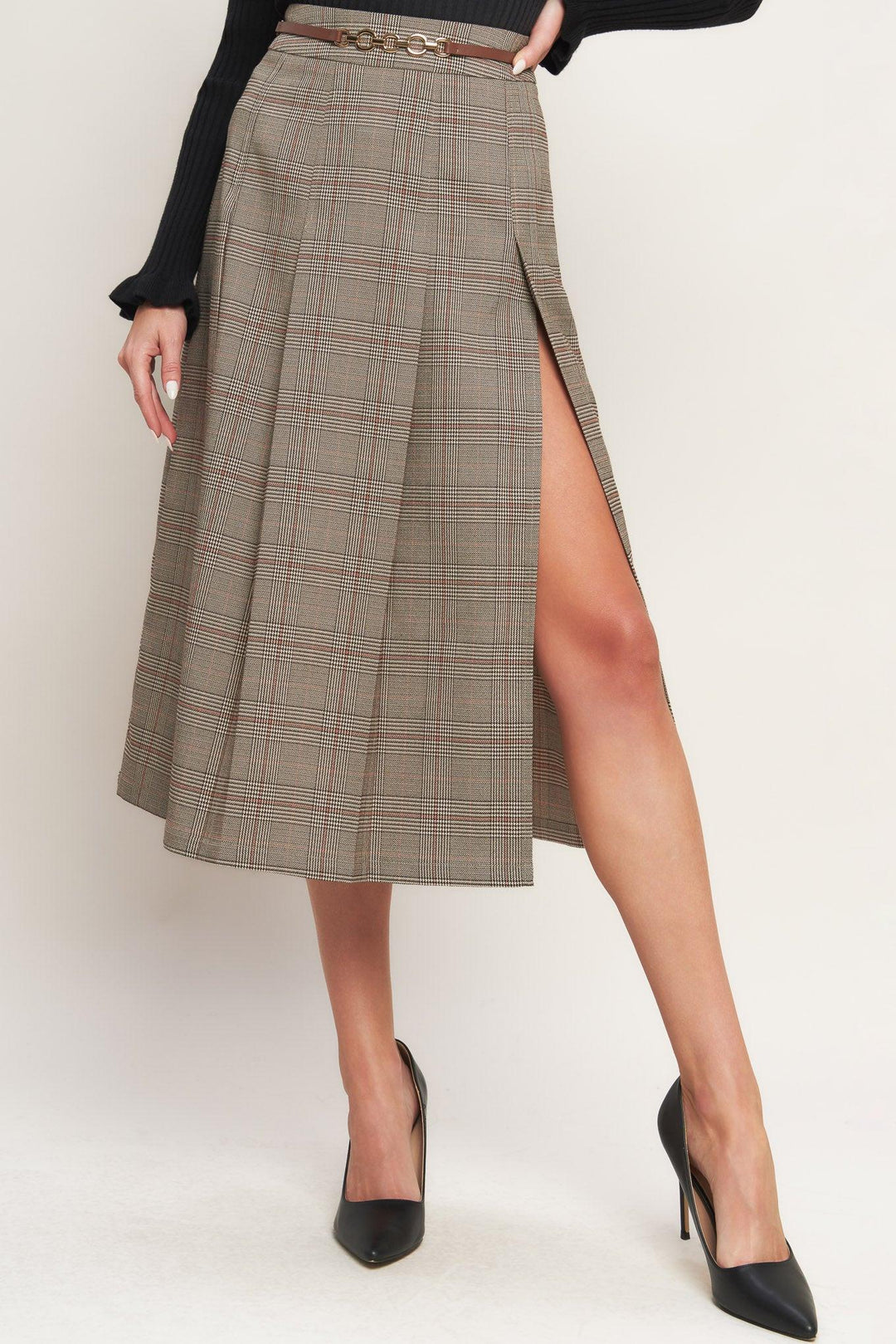 British Trace Woven Midi Skirt from KADOU Boutique