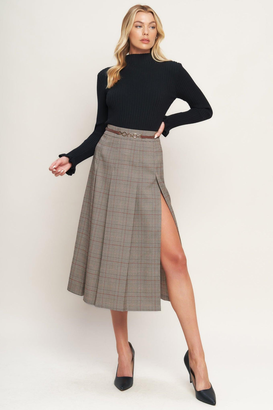 British Trace Woven Midi Skirt from KADOU Boutique
