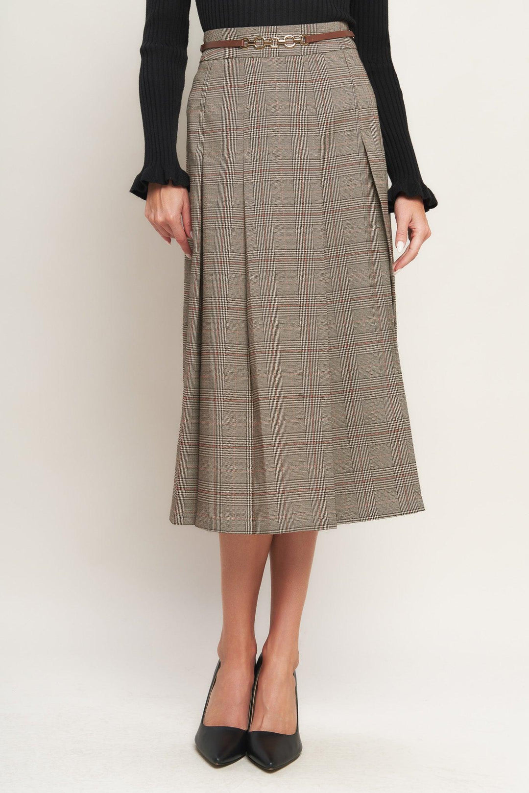 British Trace Woven Midi Skirt from KADOU Boutique