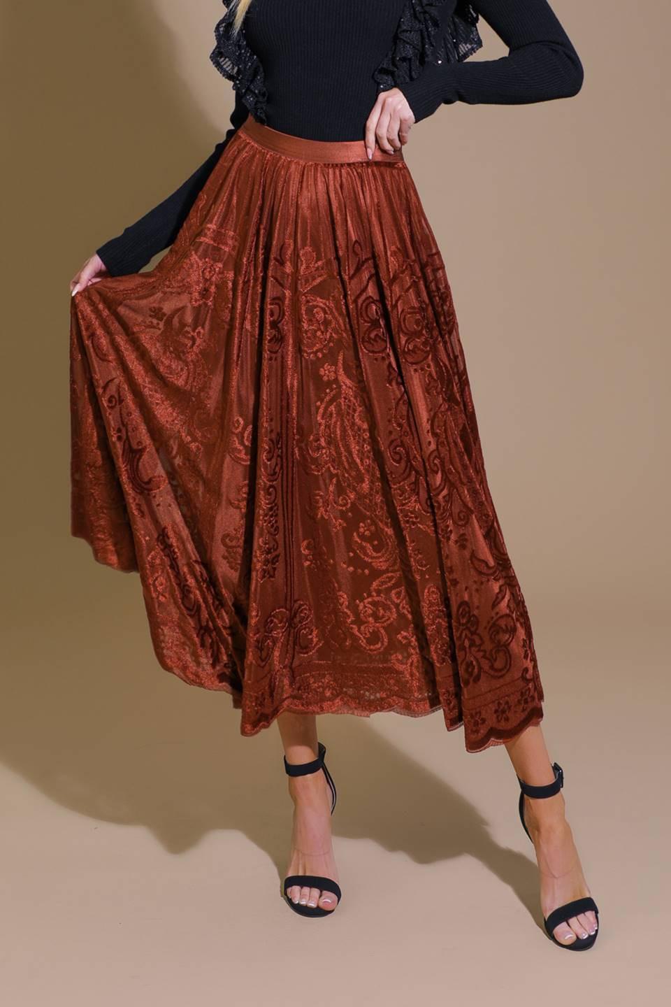Ease My Mind Velvet Midi Skirt from KADOU Boutique