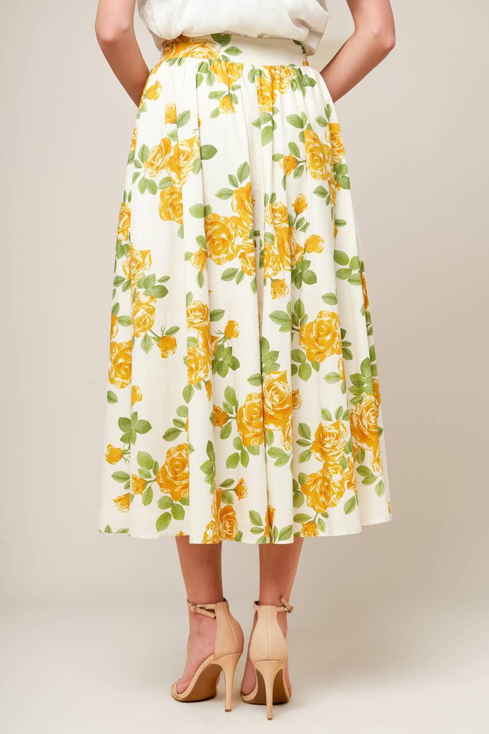 Every Sunday Cream Woven Midi Skirt from KADOU Boutique