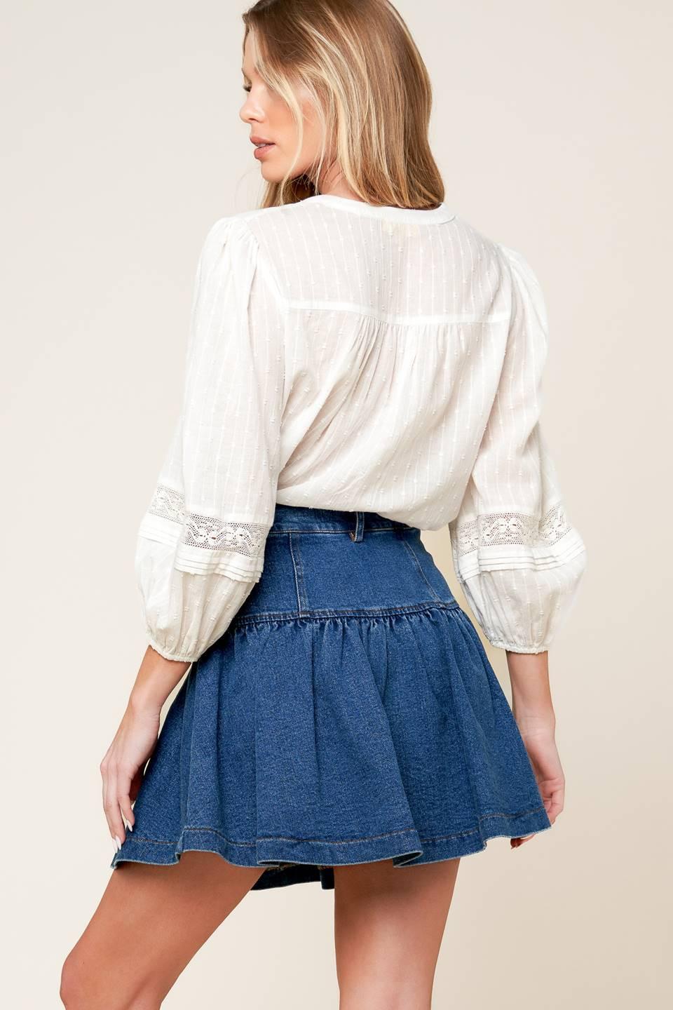 Fenicia Indigo Denim Mini Skort from KADOU Boutique