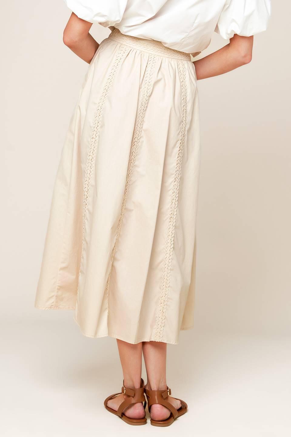 Layton Cream Woven Midi Skirt from KADOU Boutique