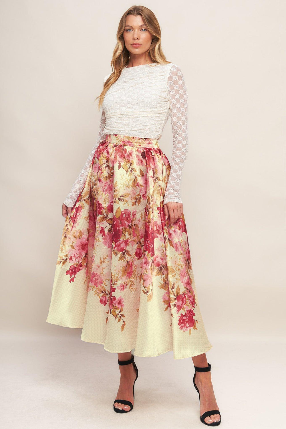 Blossom Dream Ballerina Woven Full Midi Skirt from KADOU Boutique