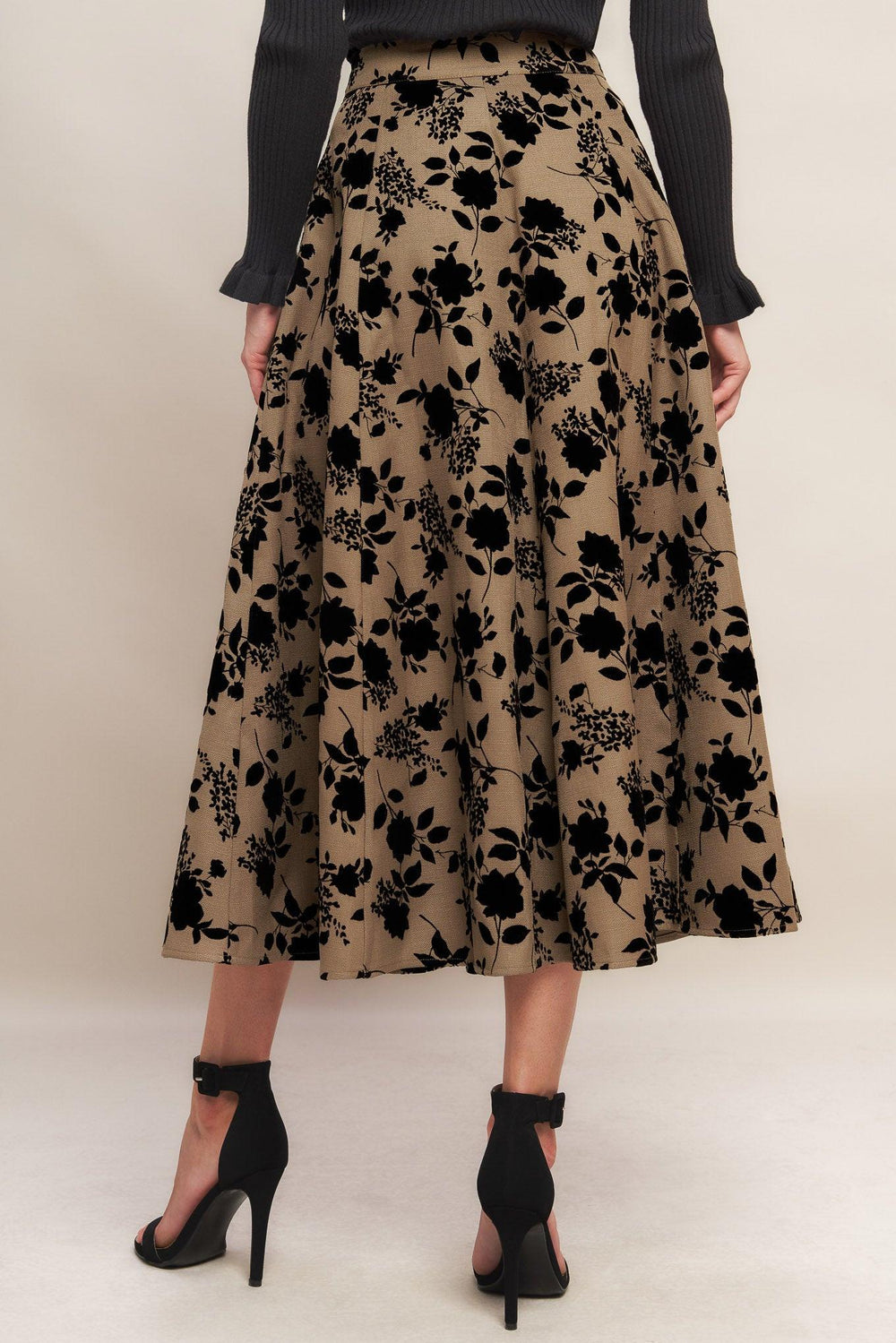 Classic Bloom Look Woven Flocking Circle Skirt from KADOU Boutique