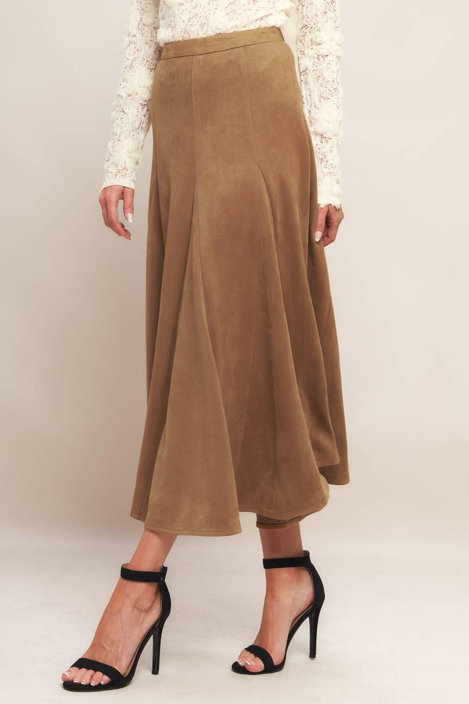 Urban Chic Faux Suede Midi Skirt from KADOU Boutique