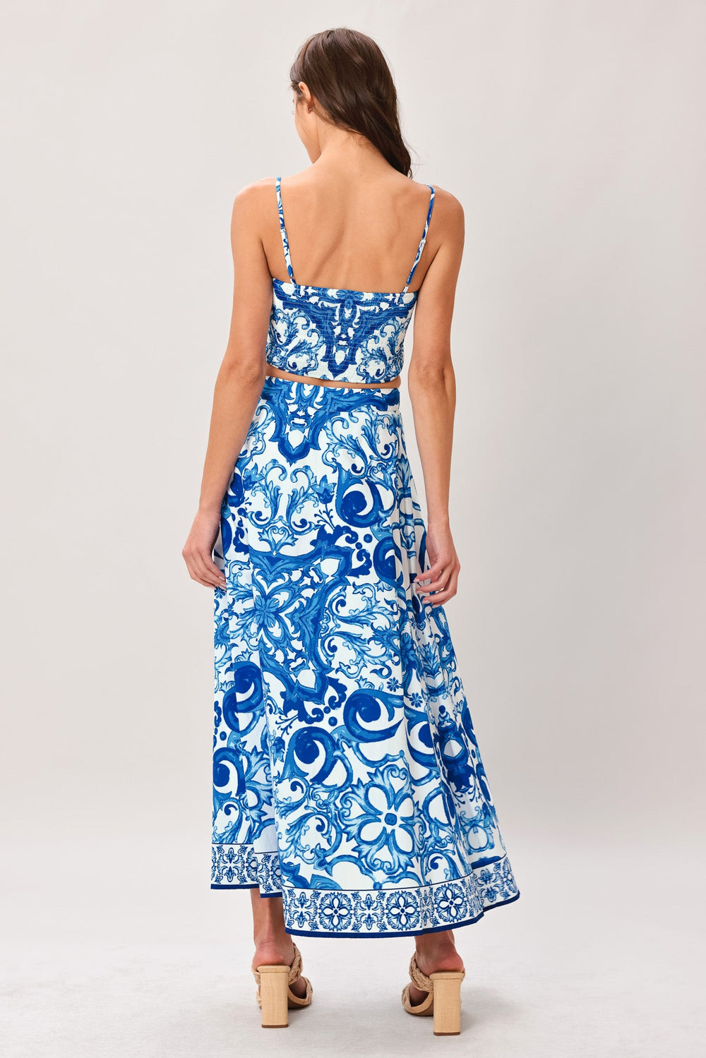 Coastal Mosaic Woven Midi Circle Skirt from KADOU Boutique
