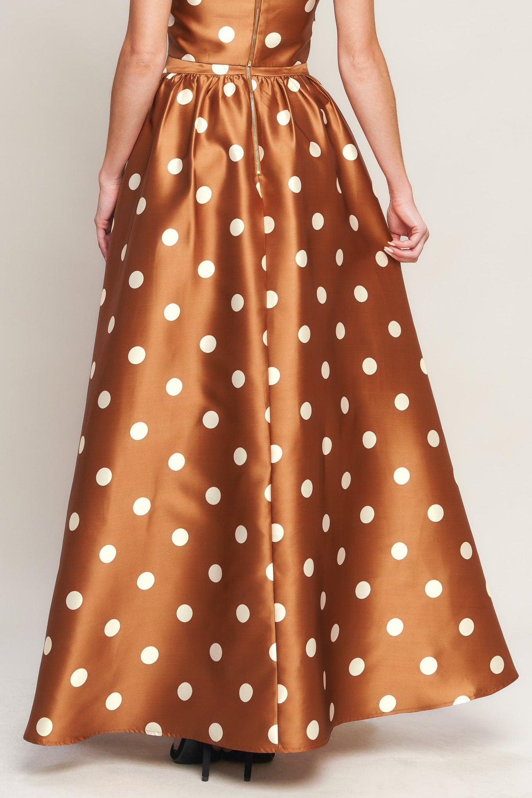 Chic Polka Flow Woven Full Maxi Skirt from KADOU Boutique