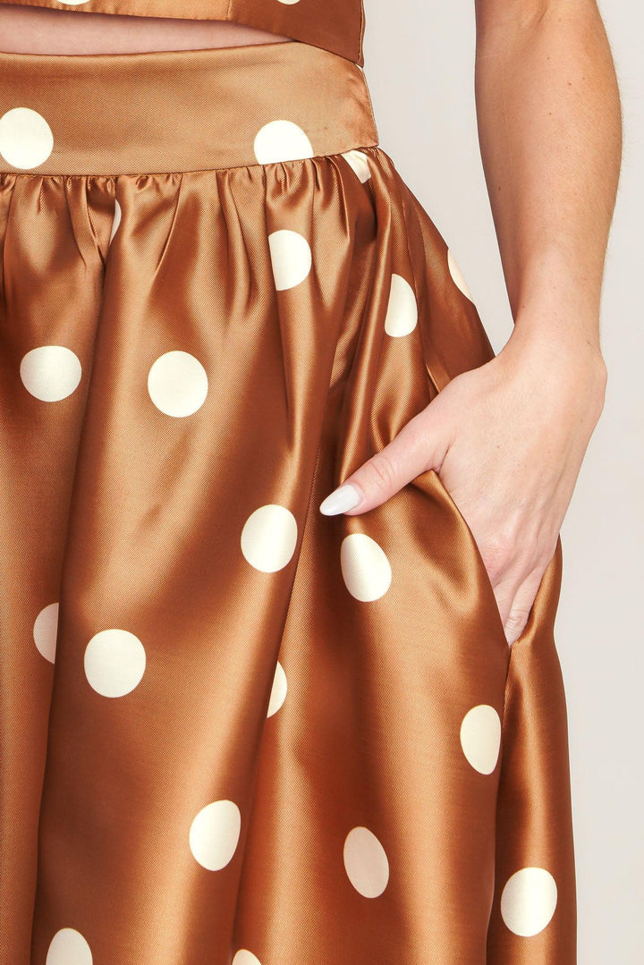 Chic Polka Flow Woven Full Maxi Skirt from KADOU Boutique