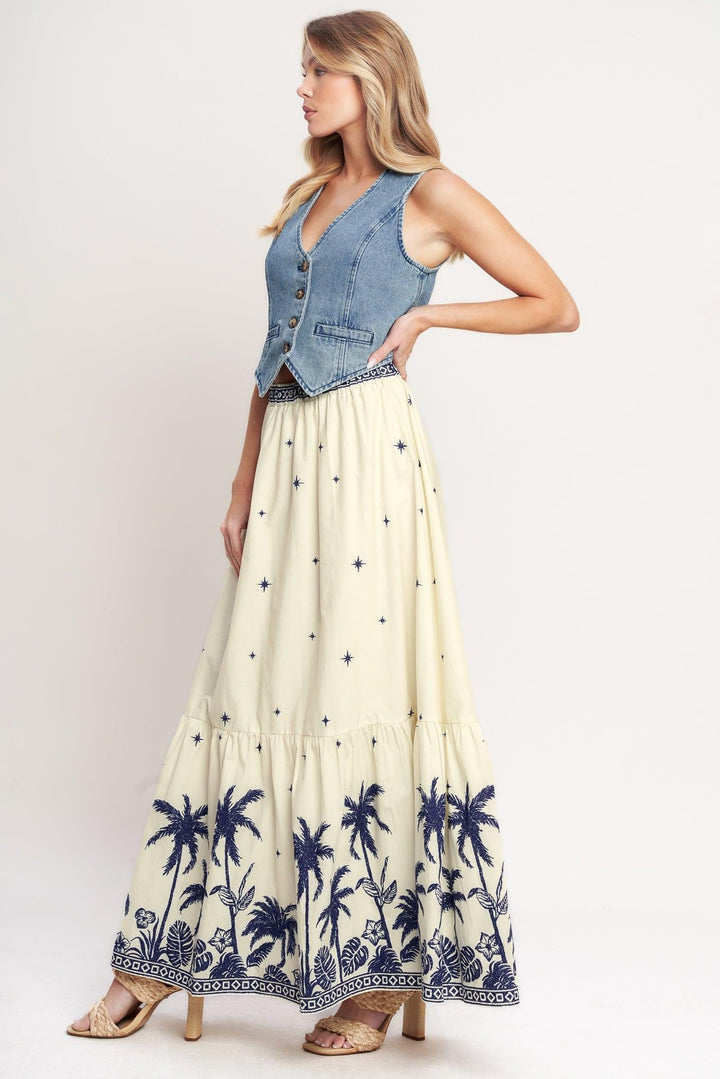 Boho Constellation Woven Maxi Skirt from KADOU Boutique