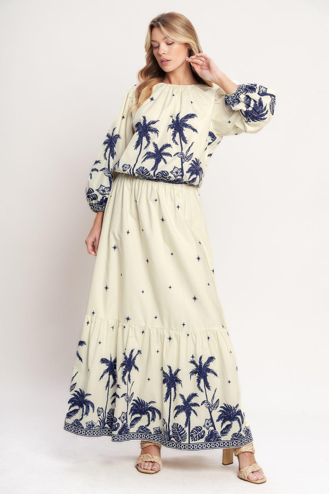 Boho Constellation Woven Maxi Skirt from KADOU Boutique
