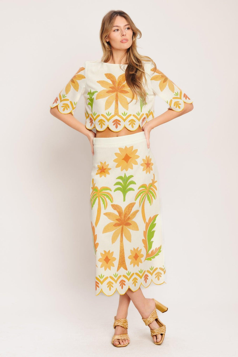 Vintage Island Woven Midi Skirt from KADOU Boutique