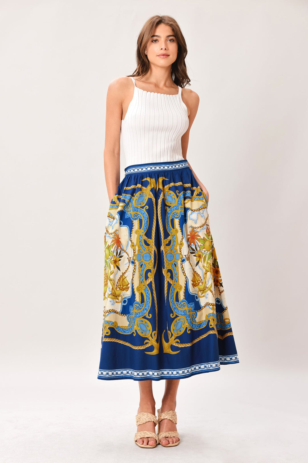 Baroque Escape Woven Midi Skirt from KADOU Boutique