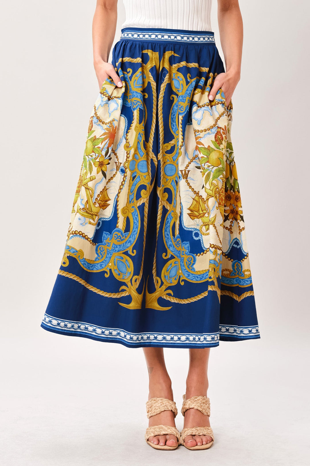 Baroque Escape Woven Midi Skirt from KADOU Boutique