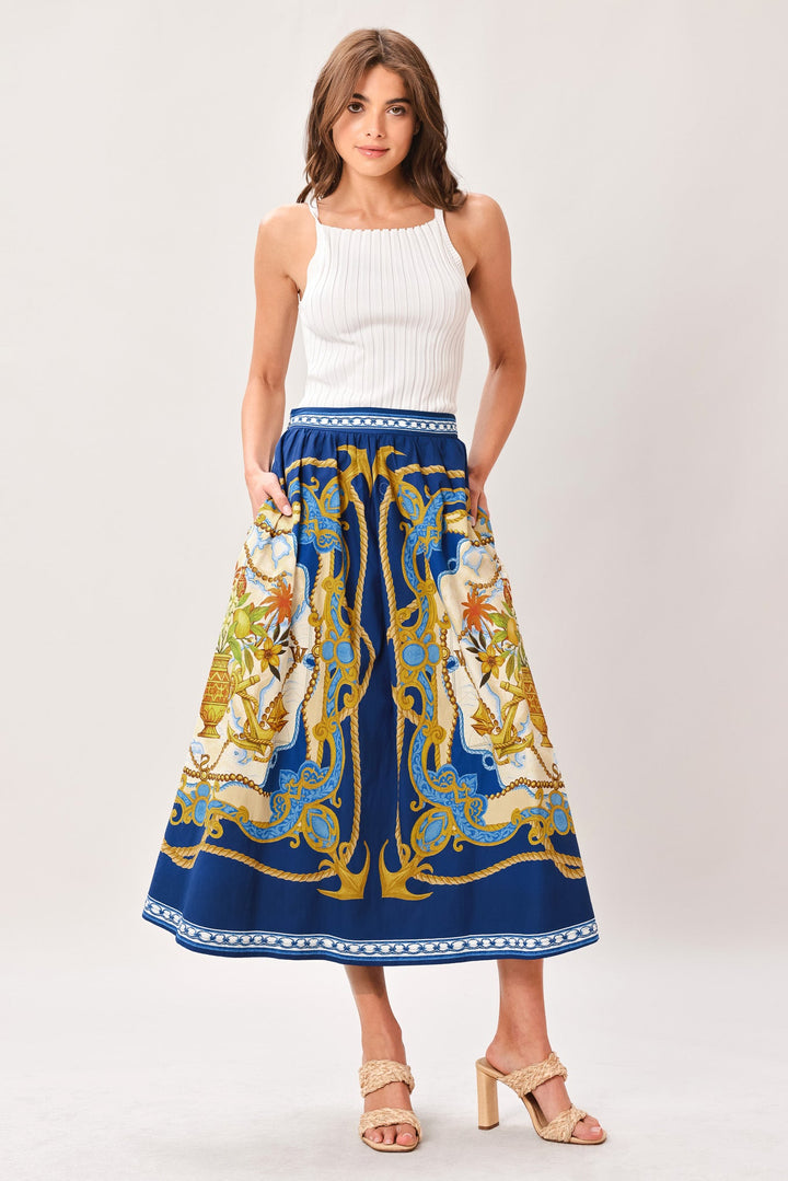 Baroque Escape Woven Midi Skirt from KADOU Boutique
