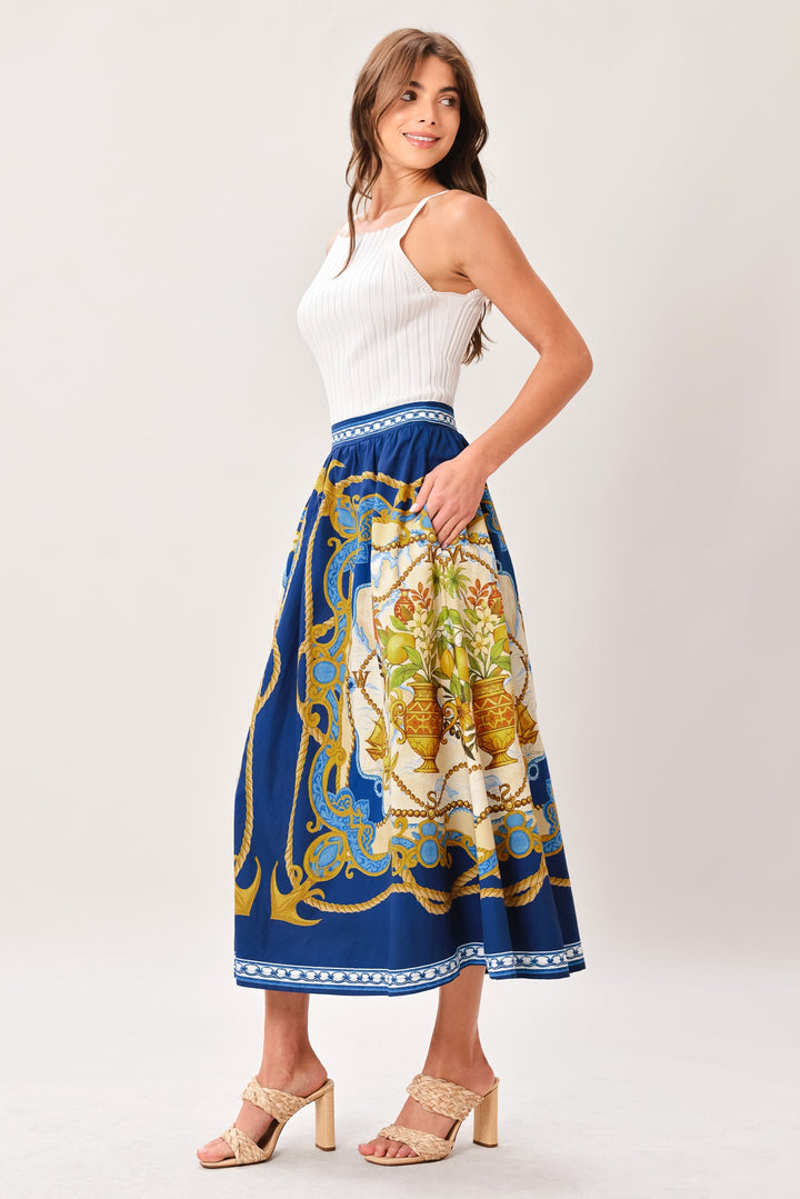 Baroque Escape Woven Midi Skirt from KADOU Boutique