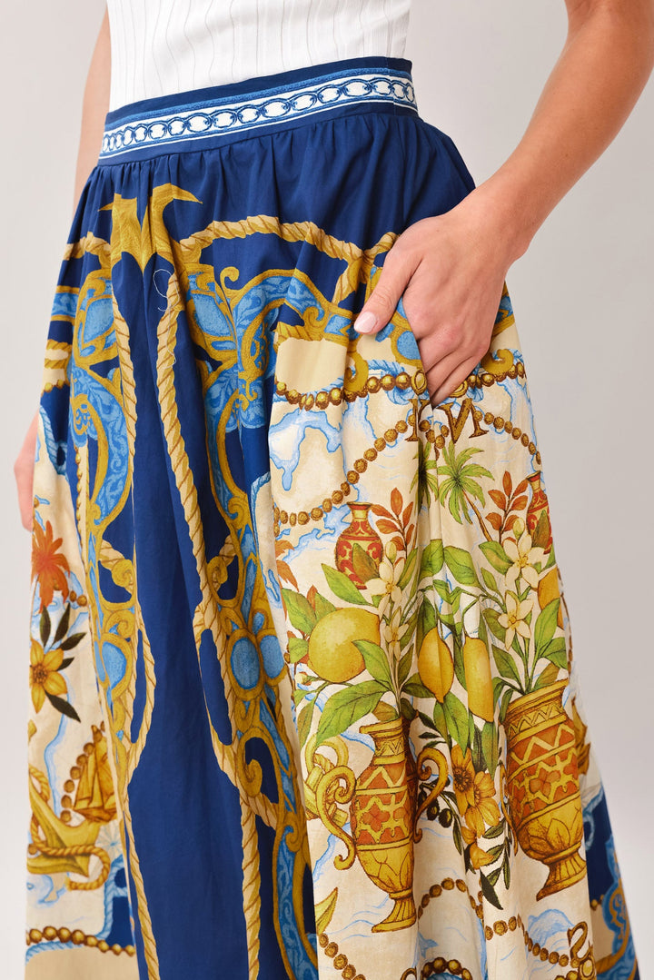 Baroque Escape Woven Midi Skirt from KADOU Boutique