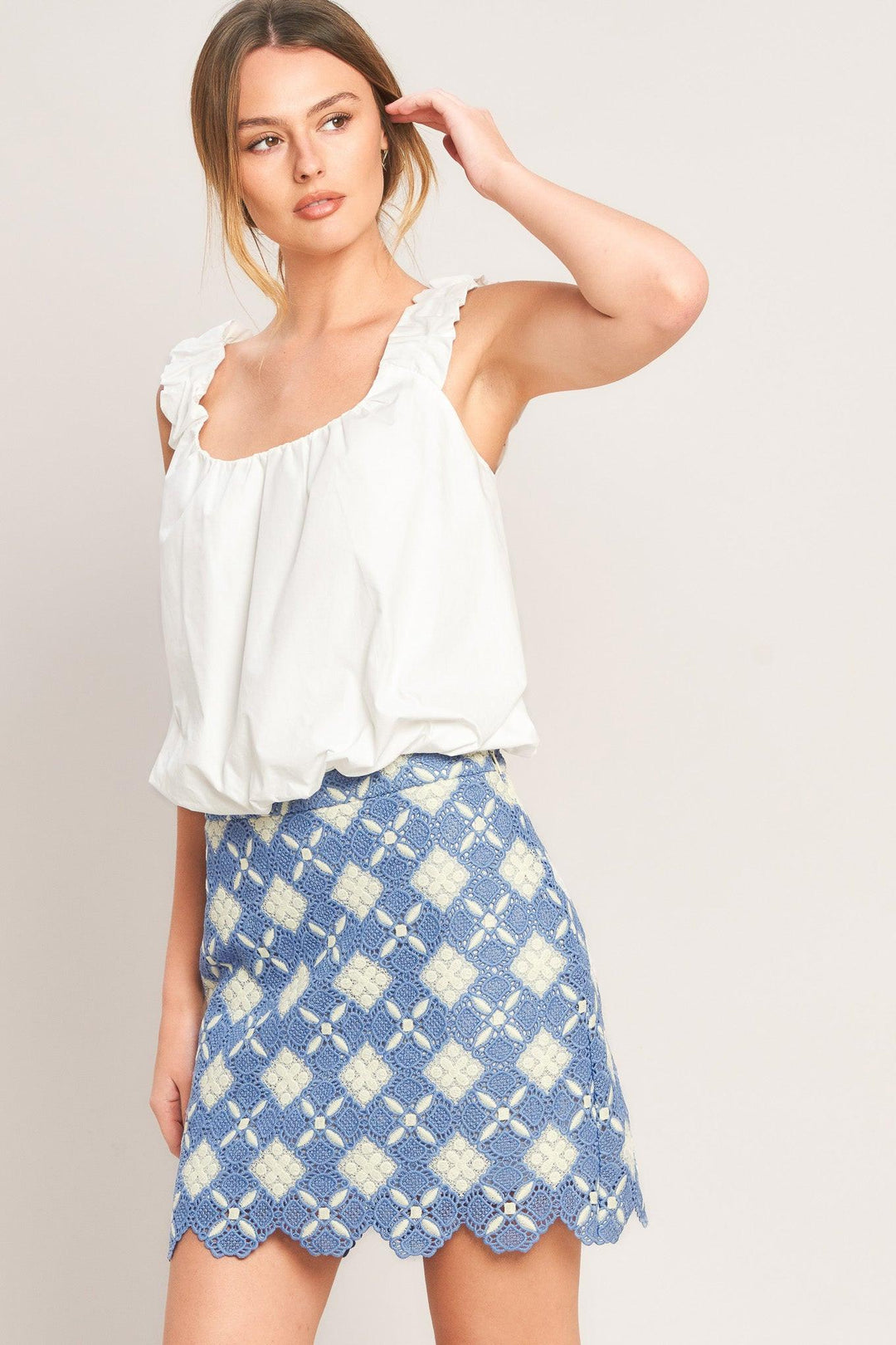 Coastal Woven Lace Mini Skirt from KADOU Boutique
