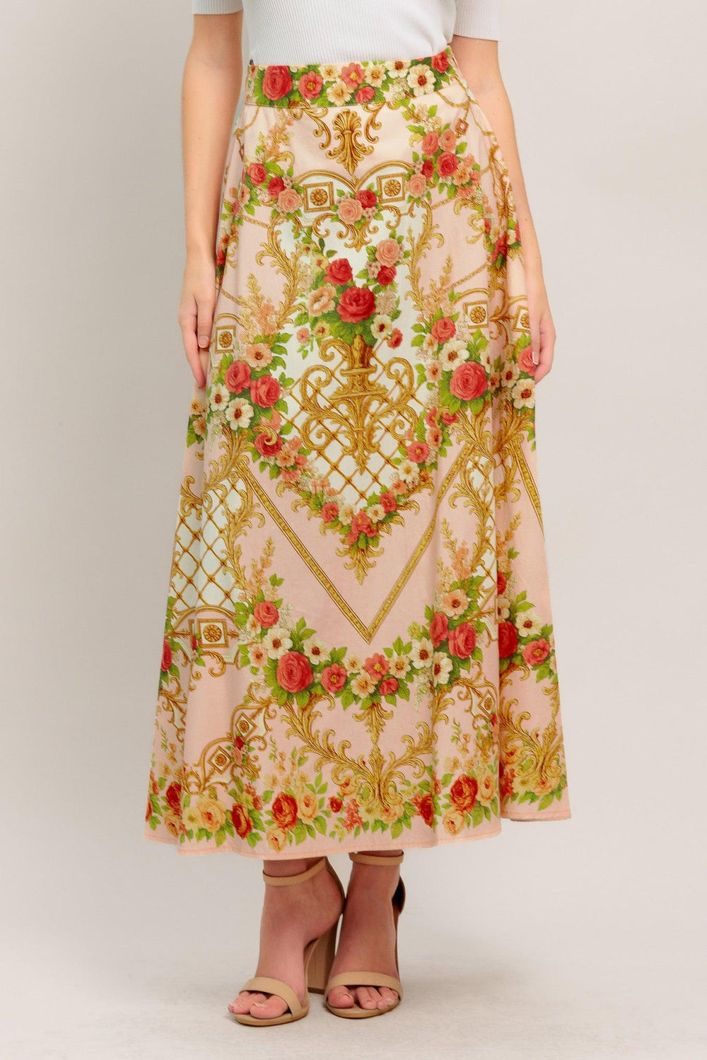 Palace Rose Statement Woven Circle Midi Skirt from KADOU Boutique