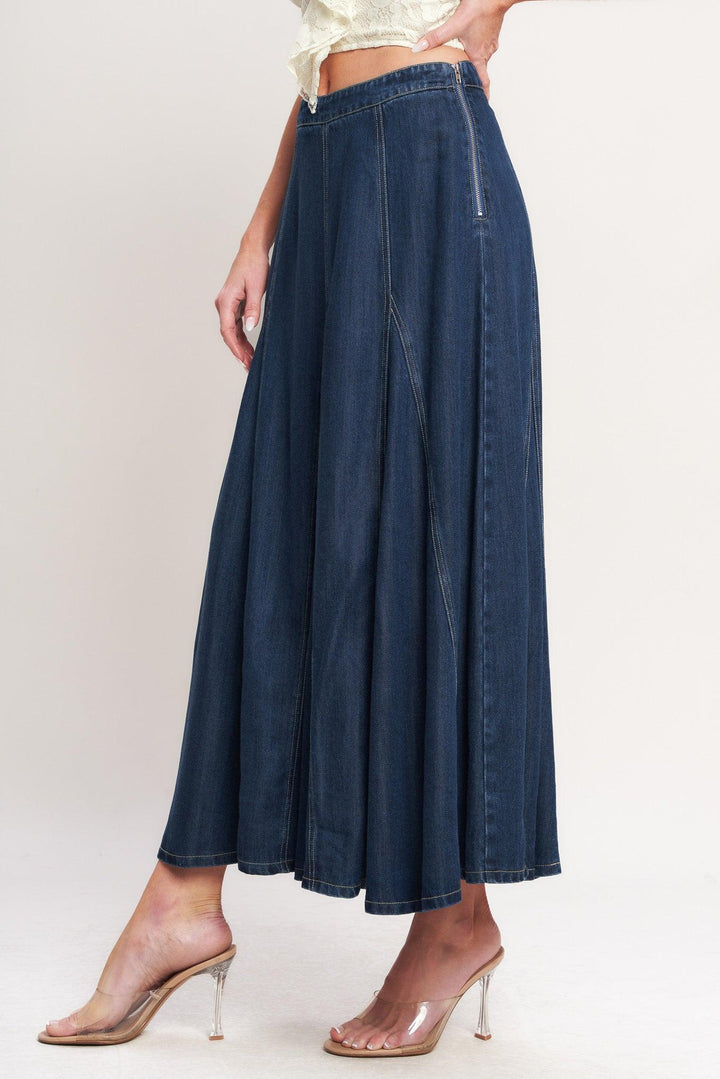 Denim Balance Woven Circle Skirt from KADOU Boutique