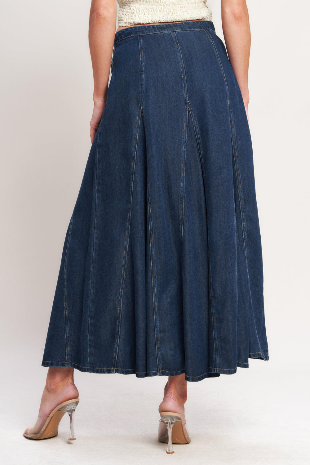 Denim Balance Woven Circle Skirt from KADOU Boutique