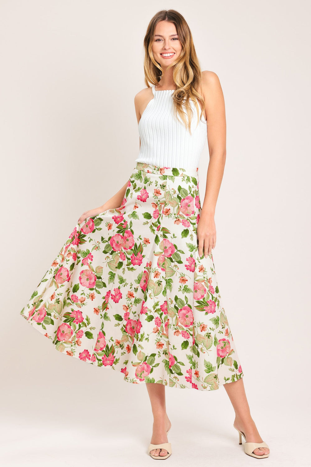 Rose Petal Woven Midi Skirt from KADOU Boutique