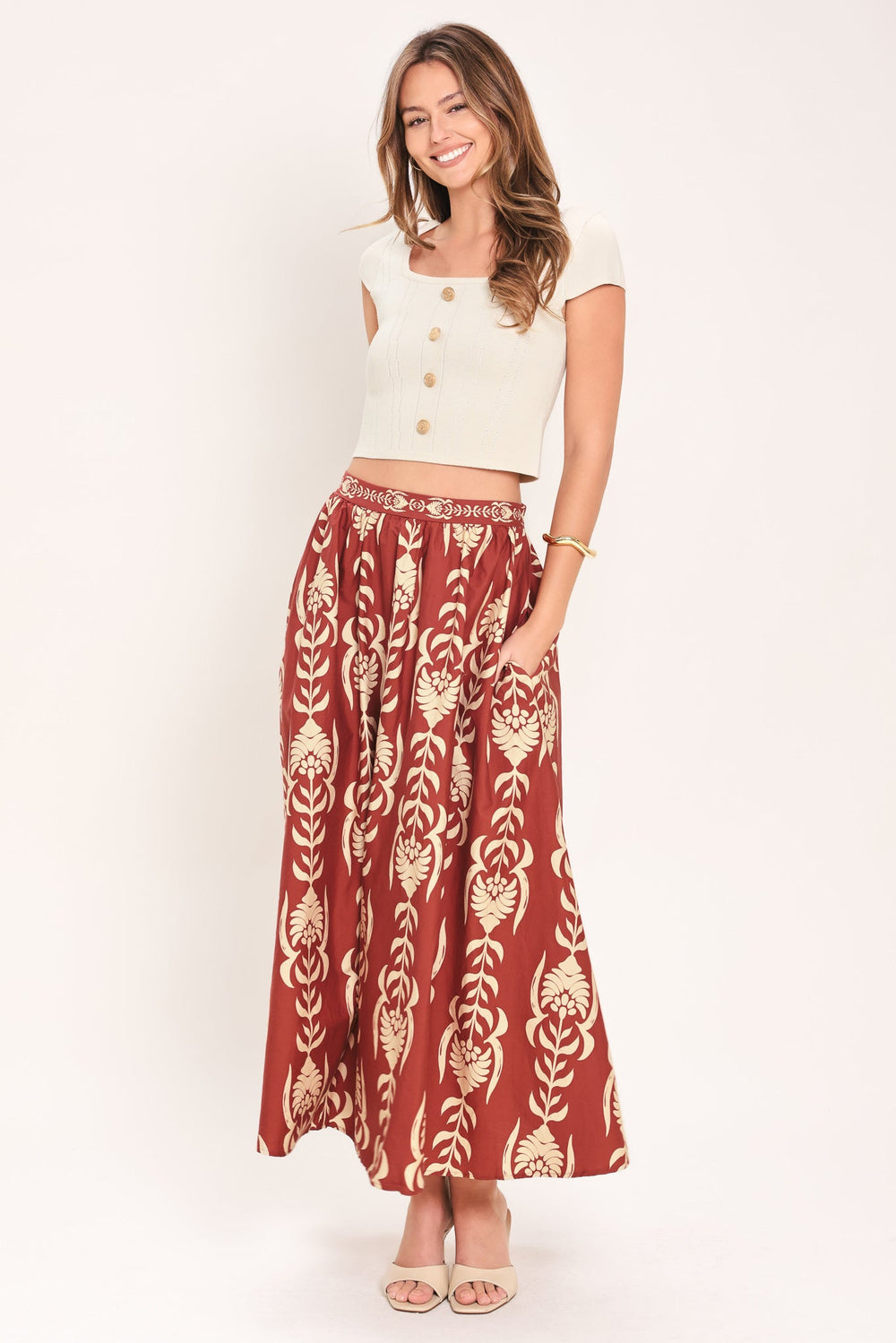 Waikiki Sunset Woven Ankle Skirt from KADOU Boutique