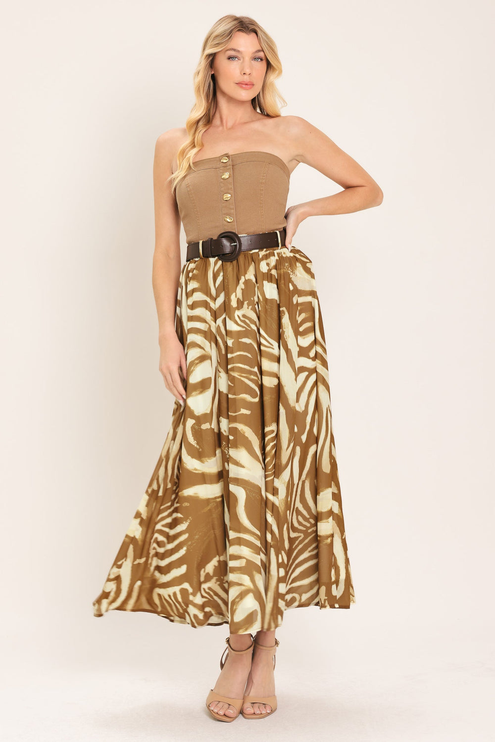 Savannah Breeze Woven Midi Skirt from KADOU Boutique