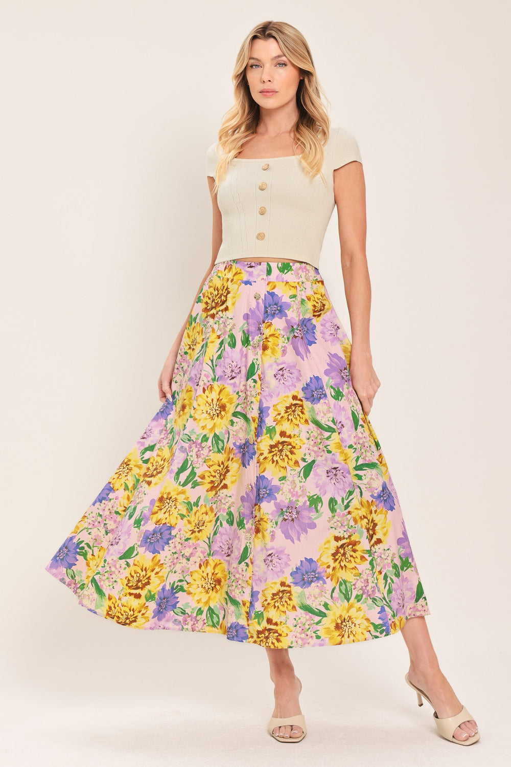 Blossom Market Woven Full Midi Skirt from KADOU Boutique
